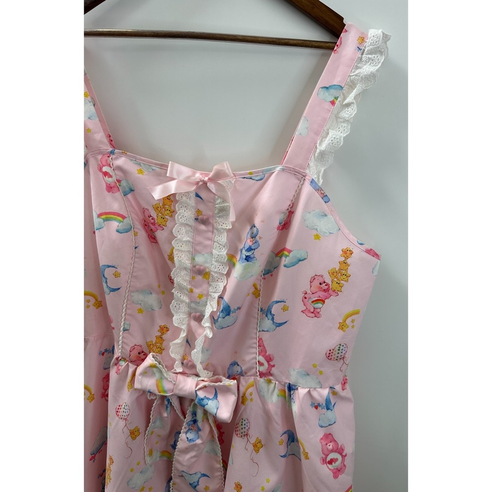 Romwe Care Bears Pink Lace Trim Bow Mini Dress 4XL Kawaii Pastel Rainbow Cosplay - Picture 8 of 15